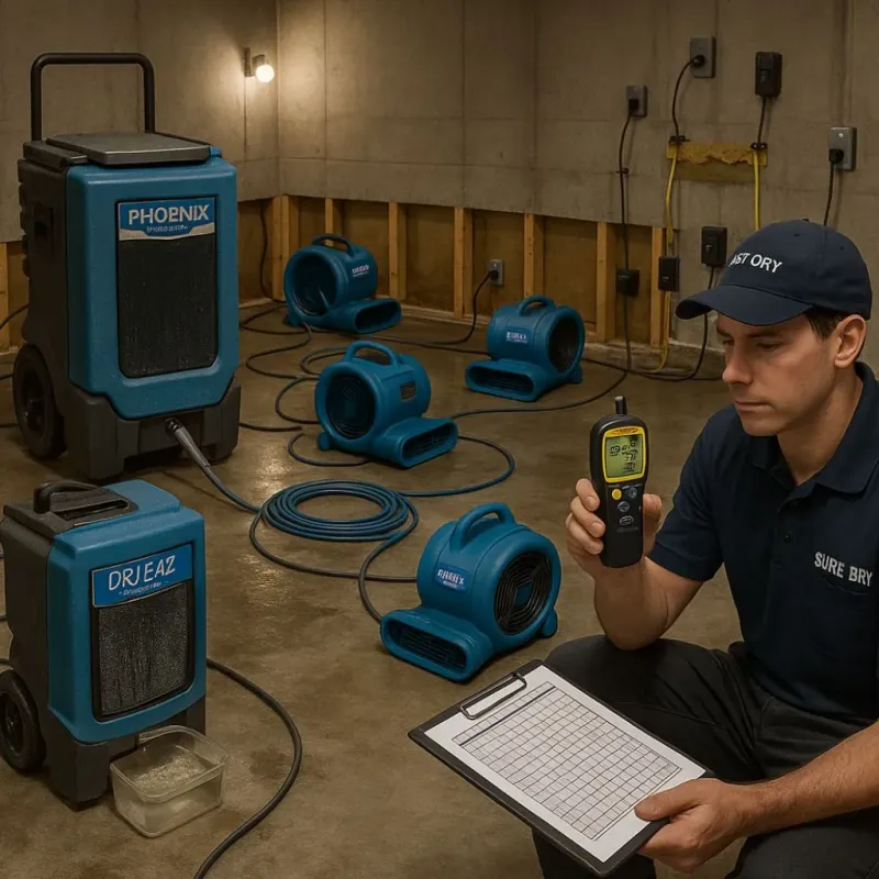 Structural Drying and Dehumidification process in Hickory Withe, TN